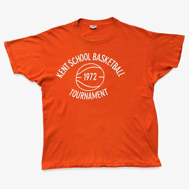 Vintage 1970s CHAMPION BLUE BAR "Kent School Basketball" T-Shirt ~ fits S to M ~ Single Stitch ~ Soft / Thin / Worn-In ~ Tournament 