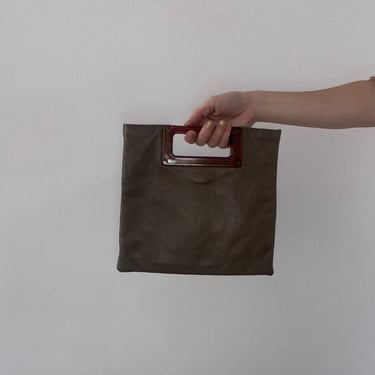 vintage brown leather minimalist clutch 