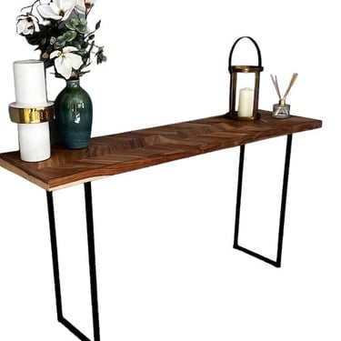 Herringbone Patterned Wood Console Table VC212-106