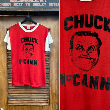 Vintage 1960’s Chuck McCann TV Show Actor Durene Jersey Pop Art Flocked Shirt 