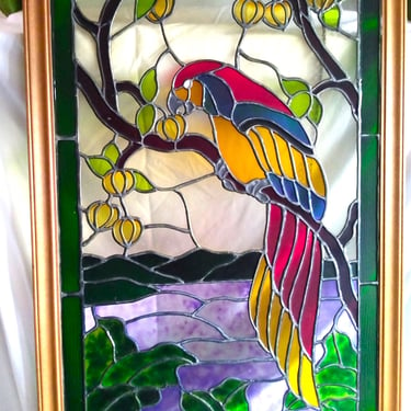 VINTAGE Stained Glass, Stained Glass Window Hangings, BOHO, Home Decor 