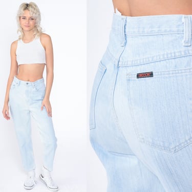 Light Wash Jeans 90s Sasson Ankle Jeans High Waisted Rise Slim Tapered Leg Blue Denim Pants Retro Cropped Mom Jeans Vintage 1990s Small S 28 