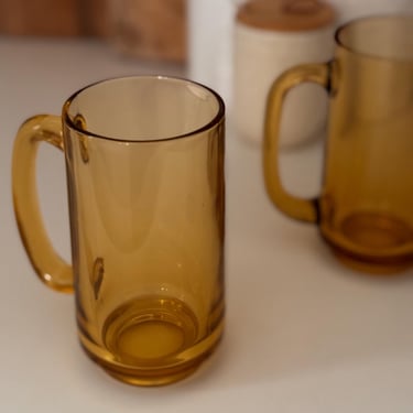 Vintage Amber Beer Mugs | Set of 2 