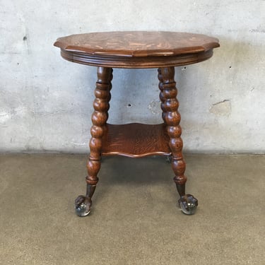 Victorian Swan Oak Parlor Table With Claw & Crystal Ball Feet