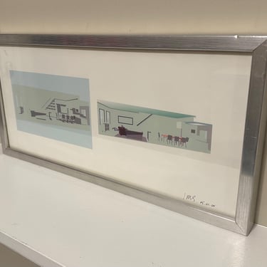 Modern Contemporary Signed Art Serigraph Building Architecture Landscape Signed Print 2004 - Free Shipping 