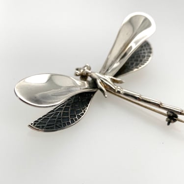 Vintage Whimsical 3D Dragonfly Sterling Silver Pin Brooch Mexico 925 16.2g 