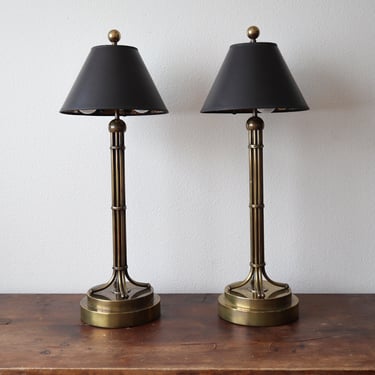 RARE Pair of Vintage Aged Brass Table Lamps by Hart Associates 