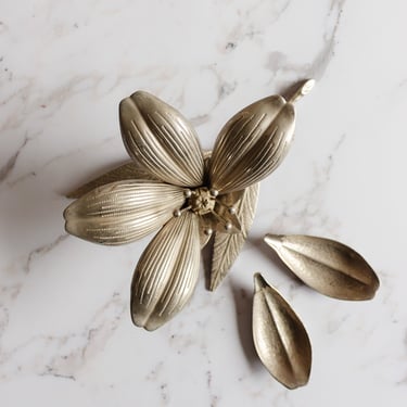 midcentury Italian white brass lotus sculptural ashtray