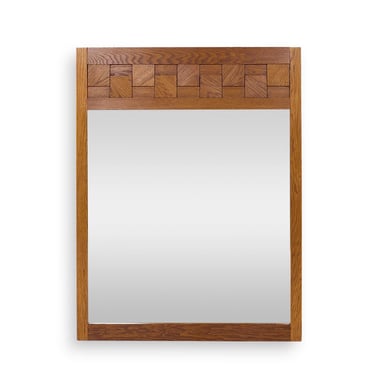 Lane Staccato Mid Century Oak Brutalist Mirror - mcm 