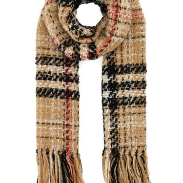 Burberry Unisex Embroidered Tweed Blend Scarf