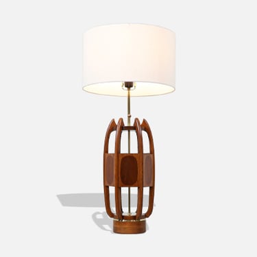 California Modern Sculpted Table Lamp with Inlaid Wood by Modeline of CA