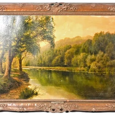 Antique Painting, Oil, C. F. Williams, THAMES RIVER, Gilded Gesso Frame, 1800s!