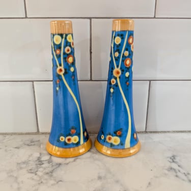 Vintage Blue Handpainted Salt & Pepper Shakers Made in Japan 