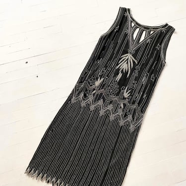 1980s does 1920s Beaded Silk Flapper Dress 