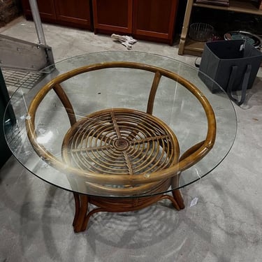 Glass top bamboo coffee table. 36” x 18.5” 