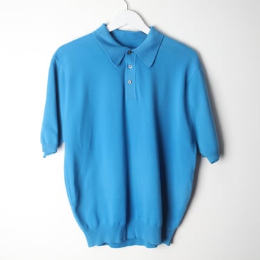 vintage BRIGHT blue 90s y2k POLO long sleeve men's shirt -- size medium 