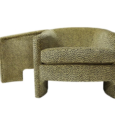 Pair of Vladimir Kagan Style Tub Chairs in Cheetah Print Velvet