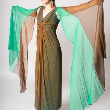 60’s Emerald Chiffon Gown