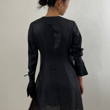 Vintage Handkerchief Linen Avant-Garde Shirt Dress - Black