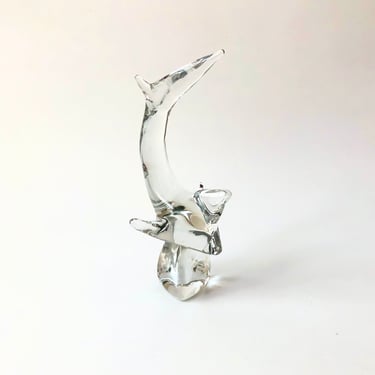 Large Modernist Crystal Shark by Kristaluxus 