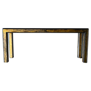 Bernhard Rohne for Mastercraft Etched Brass and Glass Console, ca. 1970