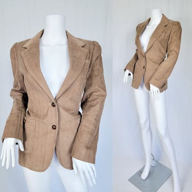 1970's Tan cotton Corduroy Blazer I Jacket I Suit Coat I Sz Sm I Hunter's Glen 