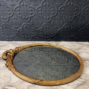 Oval Gold Trim Hollywood Regency Mirror