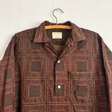 Vintage 60s Loop Collar Paisley Style Pattern Button Up Van Heusen Shirt Size M 