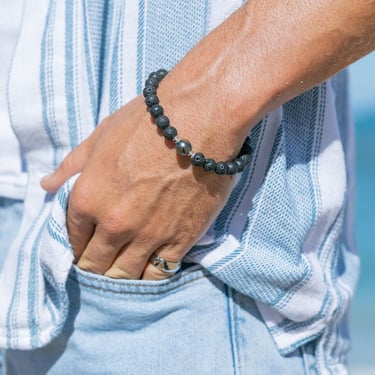 Unisex Men's Tahitian Pearl Lava Bracelet - Pauahi 