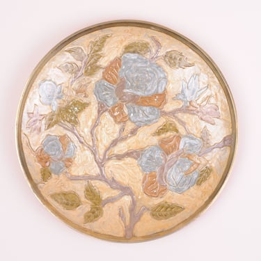 Vintage Brass Floral Wall Plate 