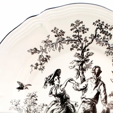 VINTAGE: 1pc Set New England Toile Dancing Scene 8 3/8" Salad Plate - Tabletops Unlimited - Replacement, Collecting - SKU 27-D-00032528 