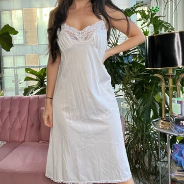 White midi slip dress with lace