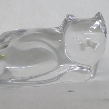 Val St Lambert De Sousa Crystal Glass Cat Figurine Paperweight 3923B