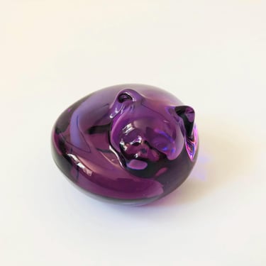 German Purple Crystal Cat Paperweight 