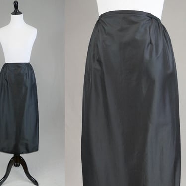 70s Maxi Skirt Slip - Long Black Half Slip - Nylon - Vassarette - Vintage 1970s - M 