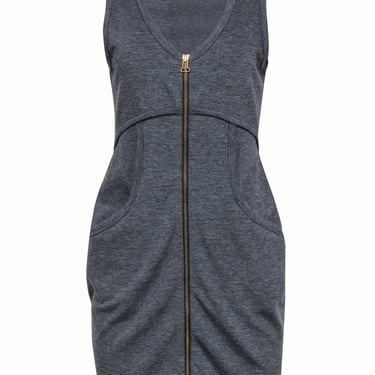 Alexander Wang - Grey Sleeveless Knit Bodycon Dress w/ Front Zipper Sz L