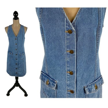 L 90s Denim Jumper Dress Large, Sleeveless Button | Magpie & Otis -  Huntsville, AL | ATTIC
