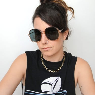 Vintage 80s Ombre Oversized Round Sunglasses 