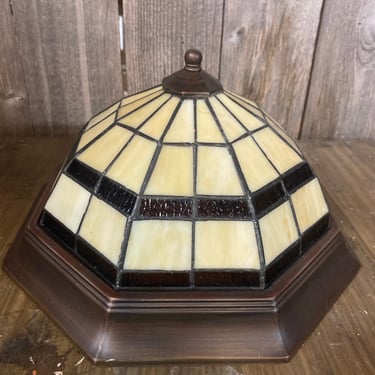 Contemporary Flush Mount 2 Bulb Light with Stained Glass