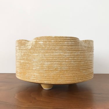 Modernist Mid Century Japanese Ikebana Pottery Footed Bowl 
