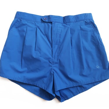 vintage swim shorts / Dior shorts / 1980s Christian Dior blue nylon lined elastic waist swim shorts XL 