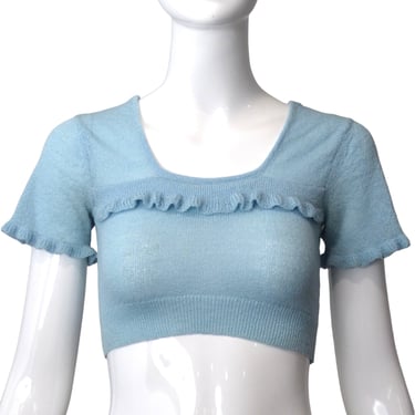 1970s Blue Knit Top, Size 0
