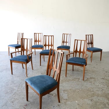 Set of 8 Professionally Restored Broyhill Brasilia Walnut Dining Chairs, 1960s 