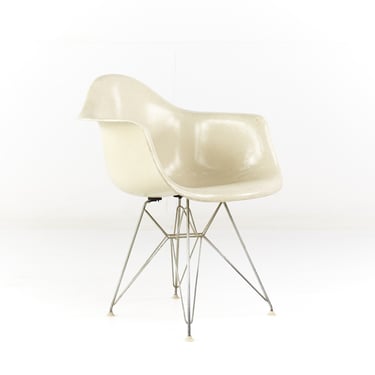 Eames Mid Century White Fiberglass Chair Eiffel Base - mcm 