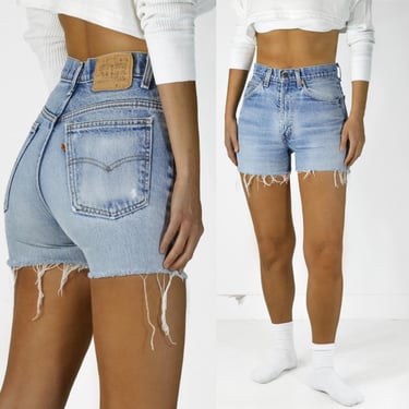 Vintage Levi's 517 Jean Shorts W30 Tag, 27 Waist, 1970s 1980s Made in USA, 100% Cotton Denim, Zipper Fly Cut-offs 