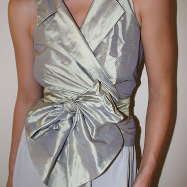 Vintage Champagne Silk Wrap Blouse