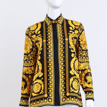 Baroque Crown Silk Button Up