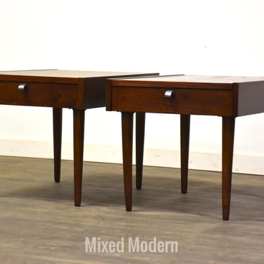 Refinished Walnut End Tables by American of Martinsville - A Pair 