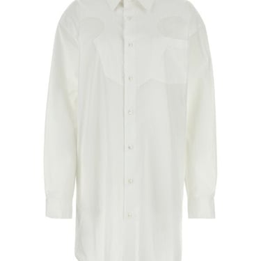 Maison Margiela Women White Poplin Shirt Mini Dress