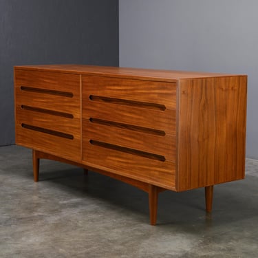 5.5ft Danish Modern Teak Double Dresser Mid Century 